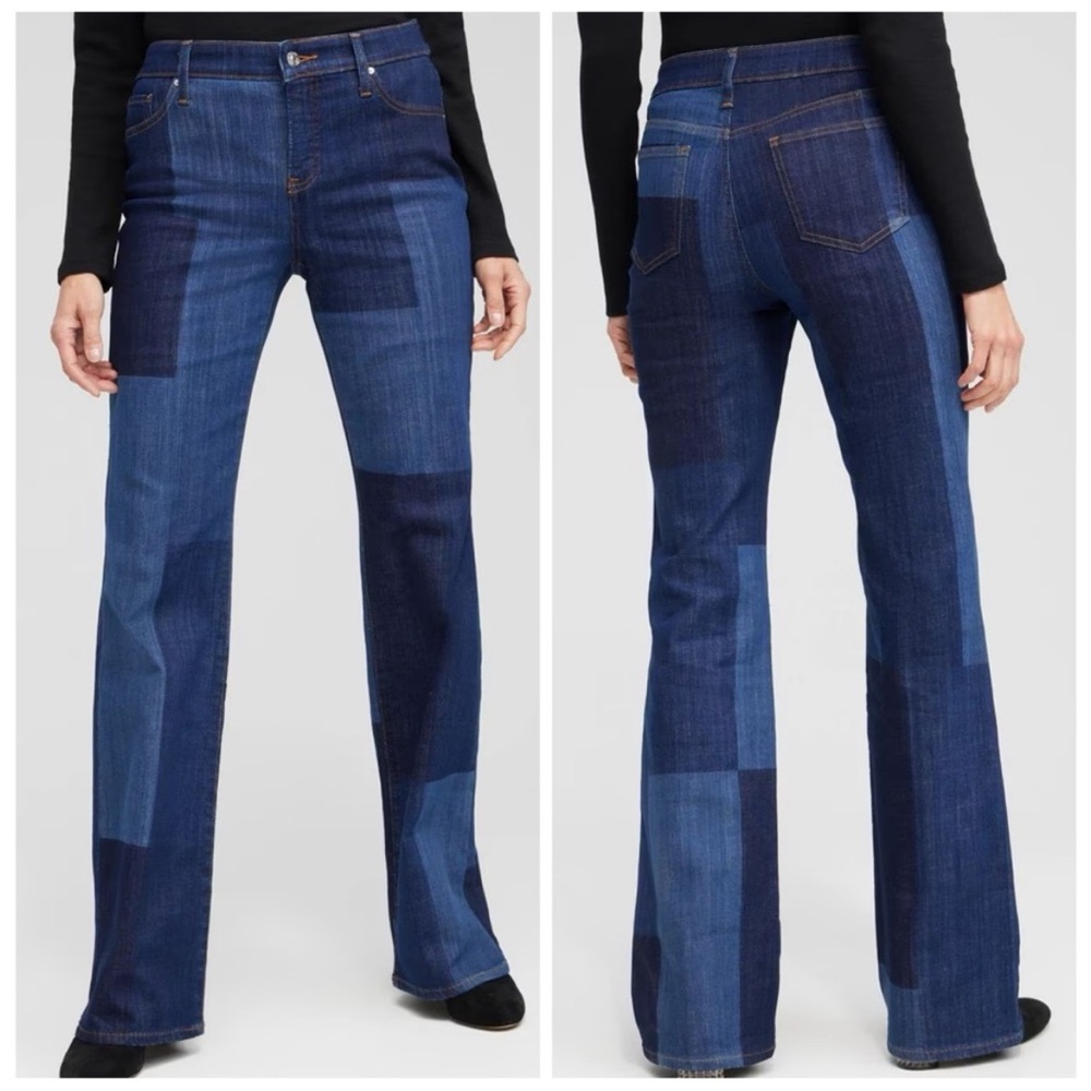 CHICO’S - So Slimming girlfriend laser patch flare jeans, NWT, 16